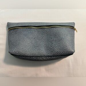 Portland Leather Blue Makeup Bag Large FOG